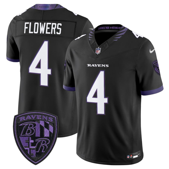 Men's Baltimore Ravens #4 Zay Flowers Black 2026 F.U.S.E. Alternate Vapor Stitched Limited Football Jersey